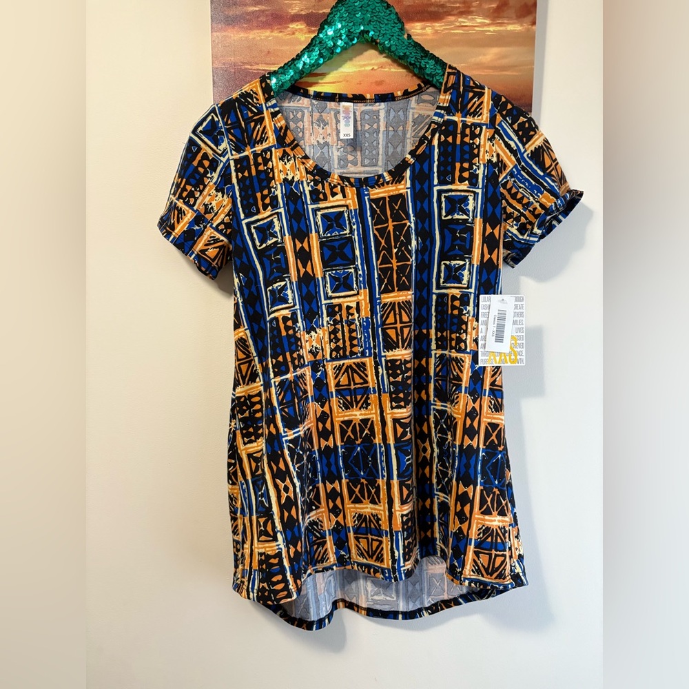 Lularoe Aztec blue orange brown classic tee shirt nwt Xxs